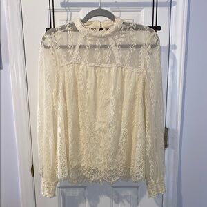 Xhilaration Holiday shirt, classic lacy styling, really gorgeous blouse! Ivory